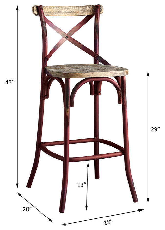 ACME Zaire Bar Chair, 29", Antique Red