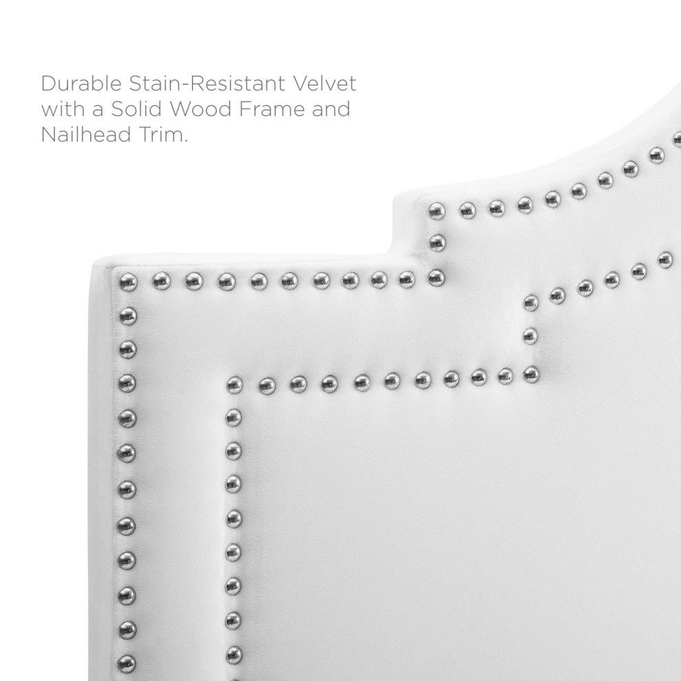 Headboard, Full Queen Size, Velvet, White, Modern Contemporary, Bedroom Master