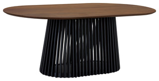 Pasadena Apache 5-Piece Oval Dining Set, Walnut & Black Oak Finish Faux Leather