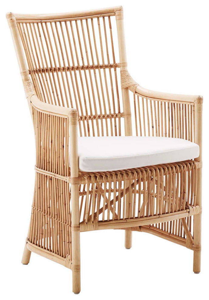 Davinci Rattan Armchair, Natural, Polyester Snow White Cushion