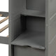 Twin over Full/Twin Bunk Bed, Convertible Bottom Bed, Storage Shelves, Gray