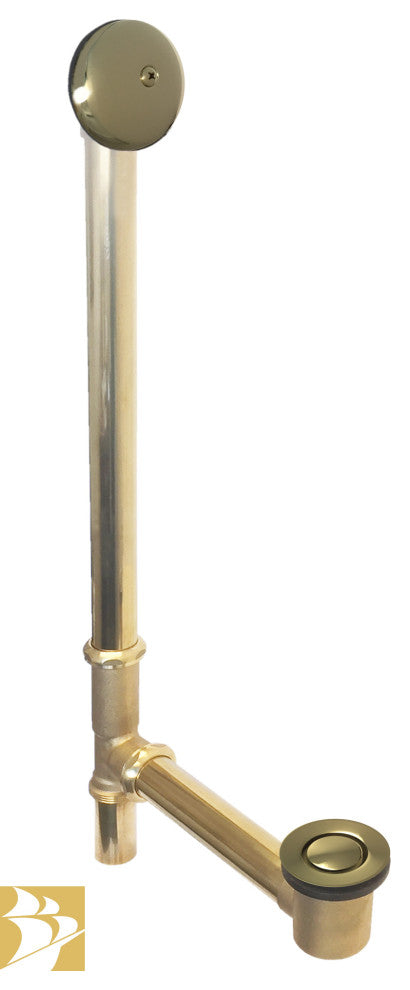 Patented Pop Down Bathtub Drain, Unfinished Brass