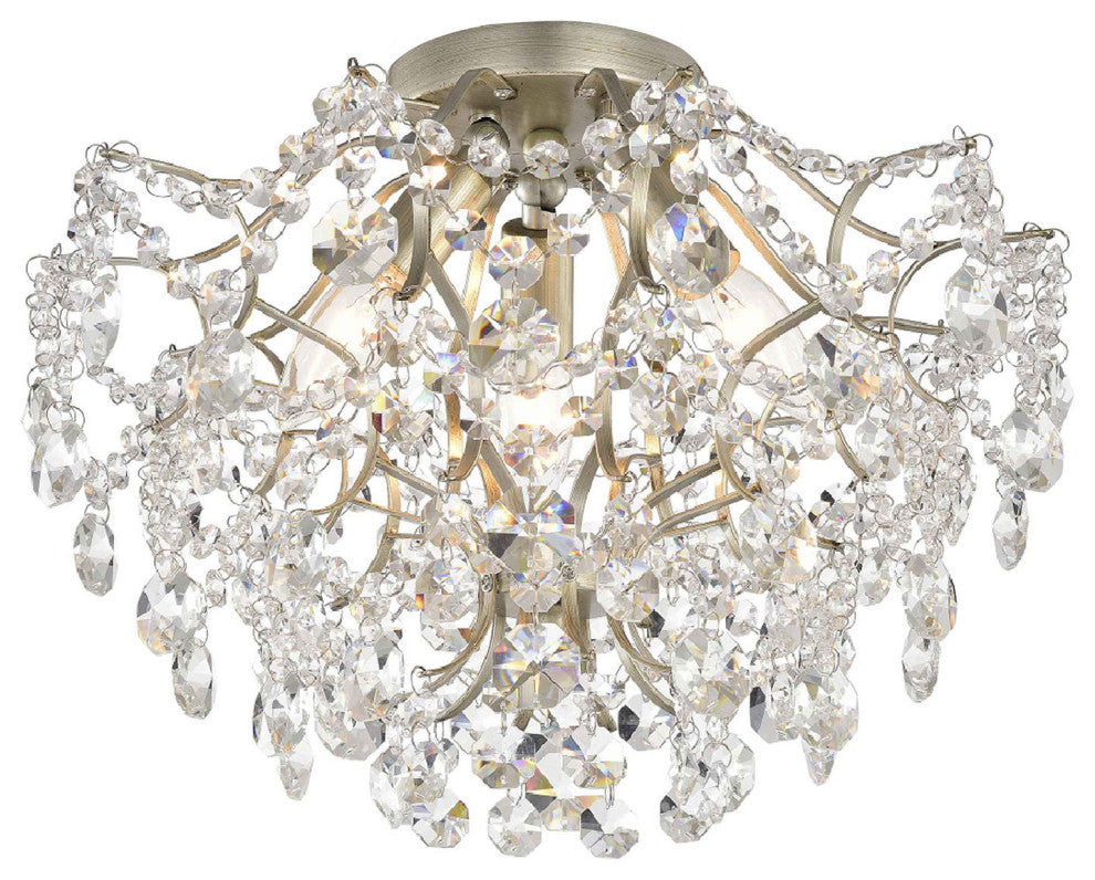 Jamie 3-Light Crystal Flush Mount, Champagne Finish