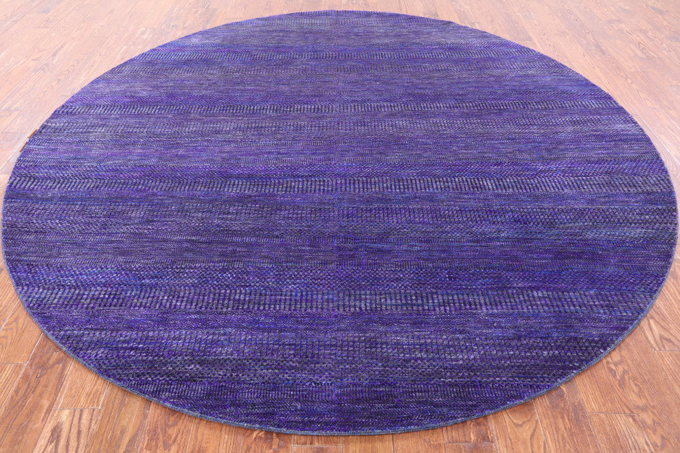 9' Round Wool and Silk Super Savannah Gabbeh Handmade Rug Q8636