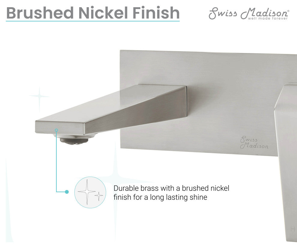 Voltaire Single-Handle, Wall-Mount, Bathroom Faucet, Brushed Nickel