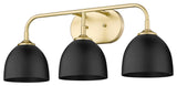 Zoey 3 Light Bath Vanity, Olympic Gold With Black