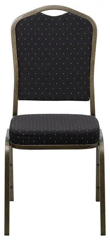 4 Pack Dining Chair, Cushion Seat & Back, Black Patterned Fabric/Gold Vein