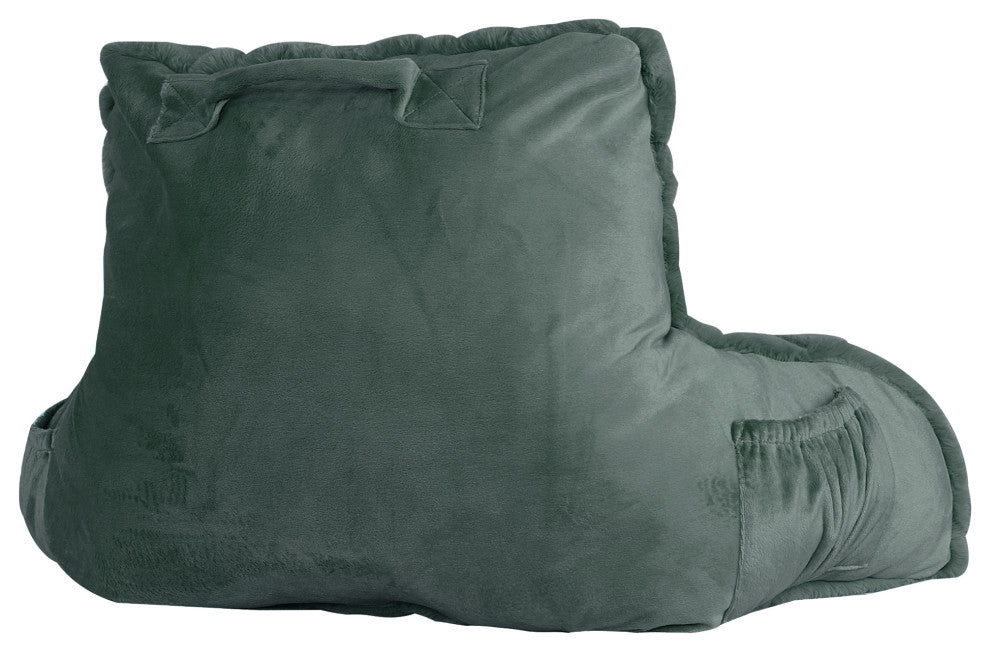Fox Faux Fur Bedrest, Needs Assembly, Gunmetal, 20"x18"x17"