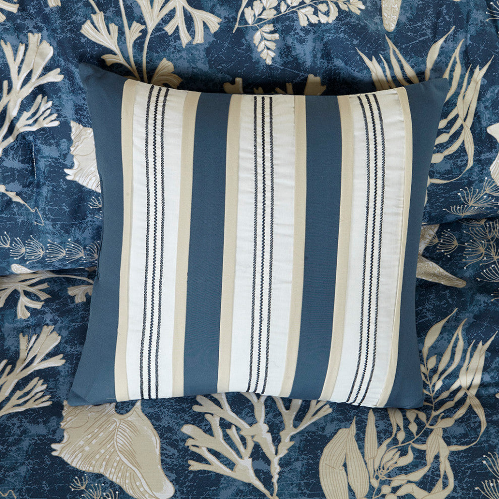 Madison Park Cape Cod 7 Piece Cotton Sateen Comforter Set in Blue