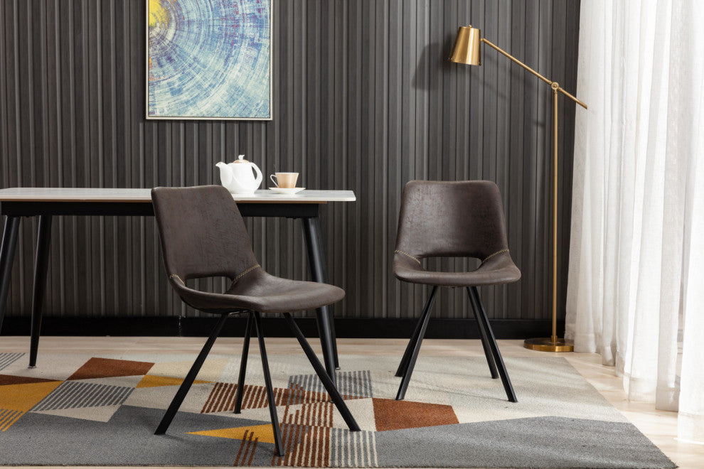 Home Beyond Synthetic Leather Dining Chairs, Set of 2, Black