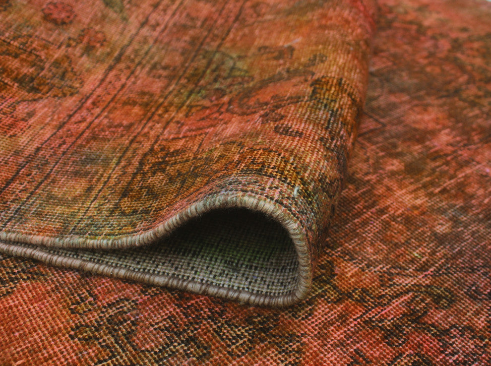 Vintage Distressed Rainbow-dyed Ayan Orange Rug