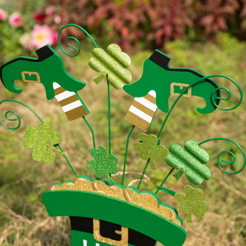 31.5'' Wooden St. Patrick's Leprechaun Belt Yard Stake