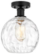 Edison Athens 1-Light 8" Semi-Flush Mount, Matte Black/Clear Water Glass