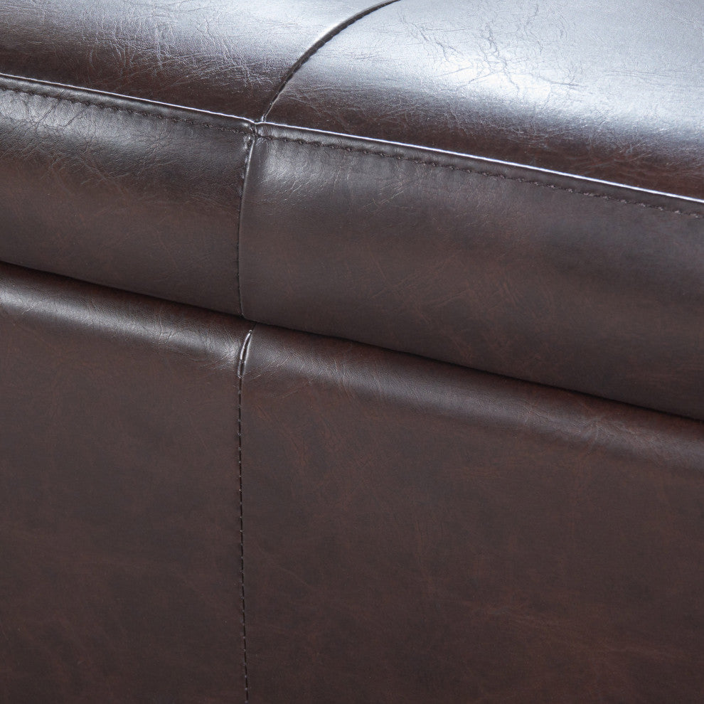 GDF Studio Guernsey Contemporary Tufted Bonded Leather Storage Ottoman Bench