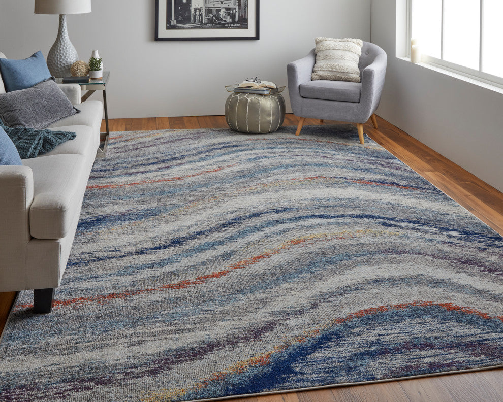 Weave & Wander Adelmo Abstract Contemporary Rug, Multi/Gray, 10'x14'
