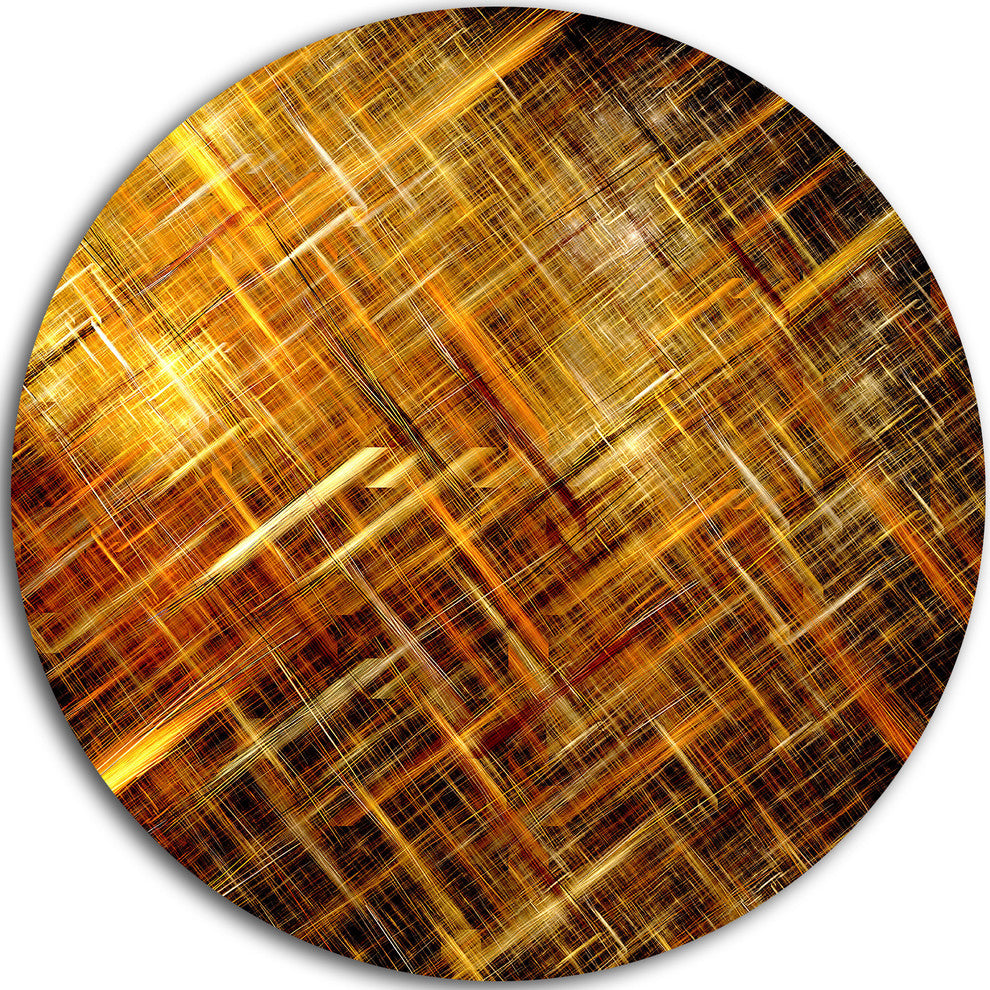 Golden Mosaic Texture, Abstract Digital Art Round Wall Art, 11"