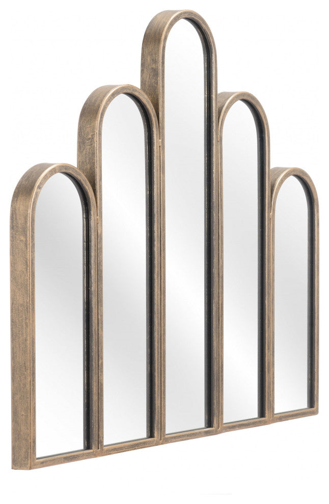 Antiqued Gold Deco Shape Mirror