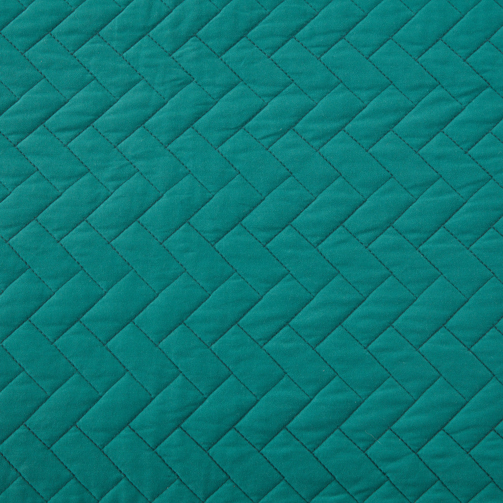Hampton Hill Velvet Touch Herringbone Oversize 3-Piece Coverlet, Teal, Queen