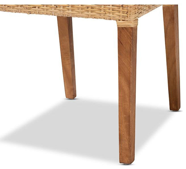 Baxton Studio Lesia Modern Bohemian Natural Brown Rattan and Walnut Brown...