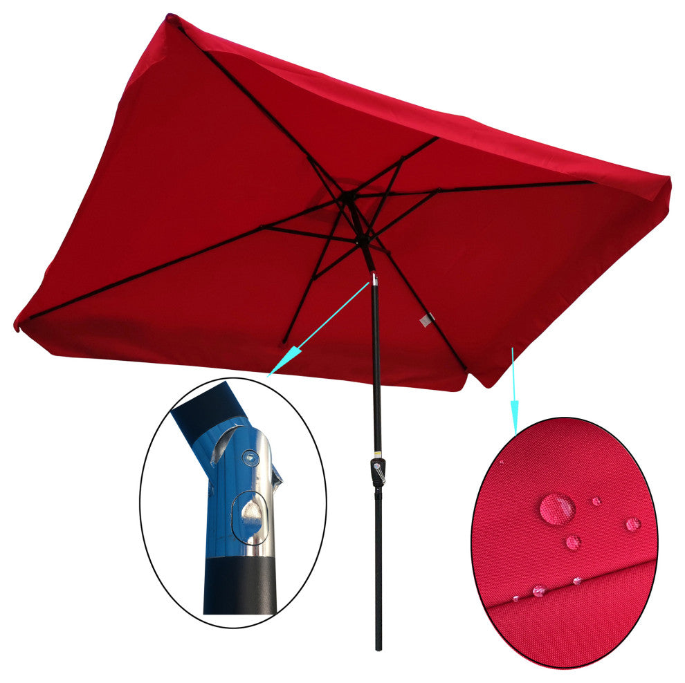 10x7' Outdoor Patio Market Umbrella With Push Button Tilt and Crank, Red
