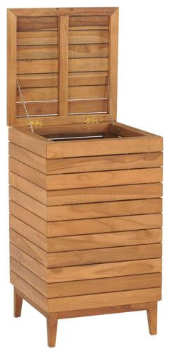 vidaXL Solid Teak Wood Laundry Basket 15.7"x15.7"x27.6" Wooden Clothes Box
