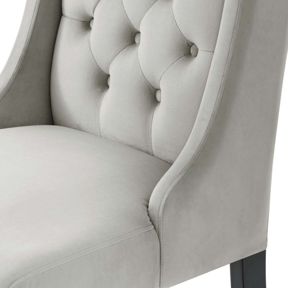 Side Dining Chair, Set of 2, Gray, Velvet, Modern, Cafe Bistro Hospitality