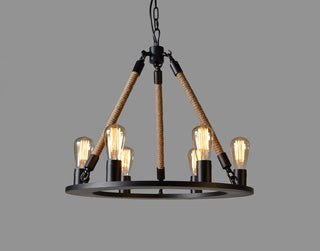 Iron and Jute Pendant in Natural and Black