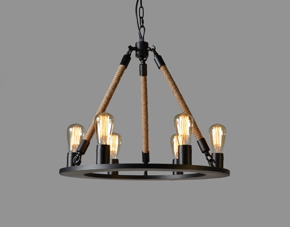 Iron and Jute Pendant in Natural and Black