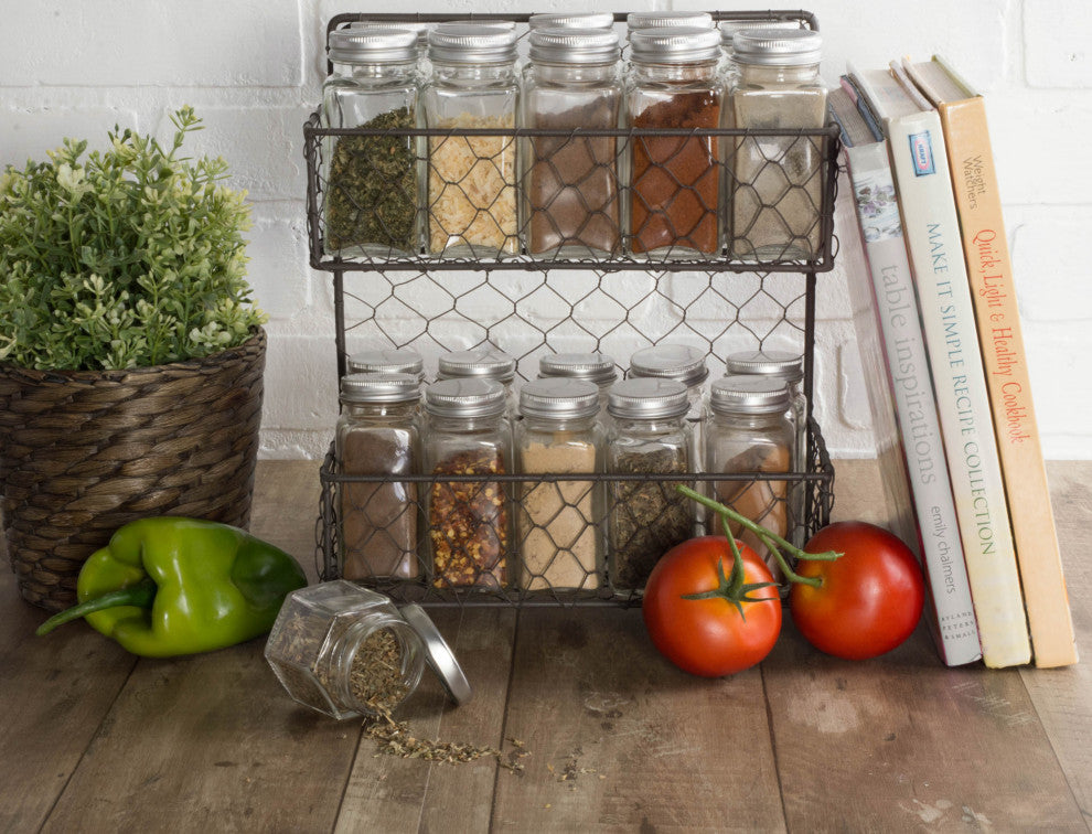 Double Wide 2 Row Chicken Wire Spice Rack