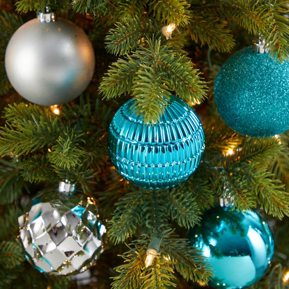 Holiday Shatterproof, 40 Count Xmas Tree Ornament Box Set 80mm W/ Re-Useable Box