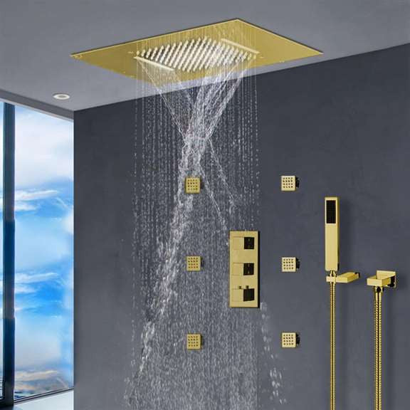 FontanaShowers Gold Recessed Shower Set