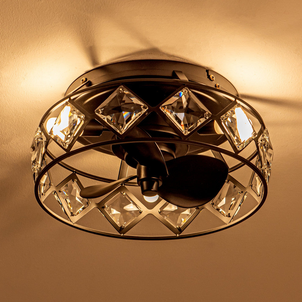 12.2 in. Indoor 3-Blade Crystal Ceiling Fan With Light and Remote Control