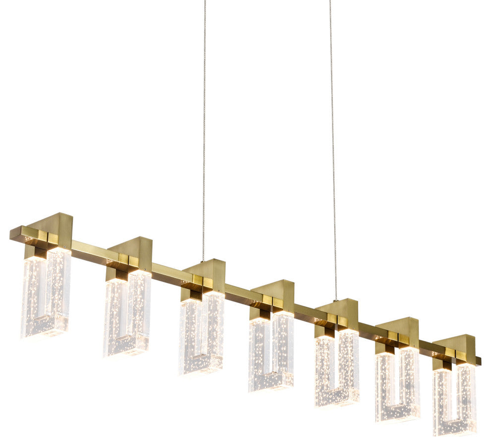 Sorrento 40" Linear ETL Certified Integrated LED Chandelier, Antique Brass