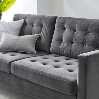 Exalt Tufted Performance Velvet Sofa, Gray