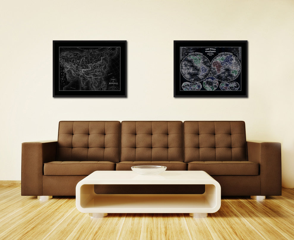 Mongolian Empire Asia Vintage Monochrome Map Canvas, 16"x21"