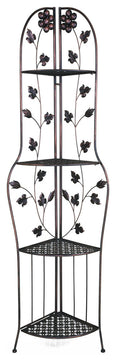 HomeRoots 16" X 3.5" X 67.5" Copper Steel Corner Bakers Rack With Shelves