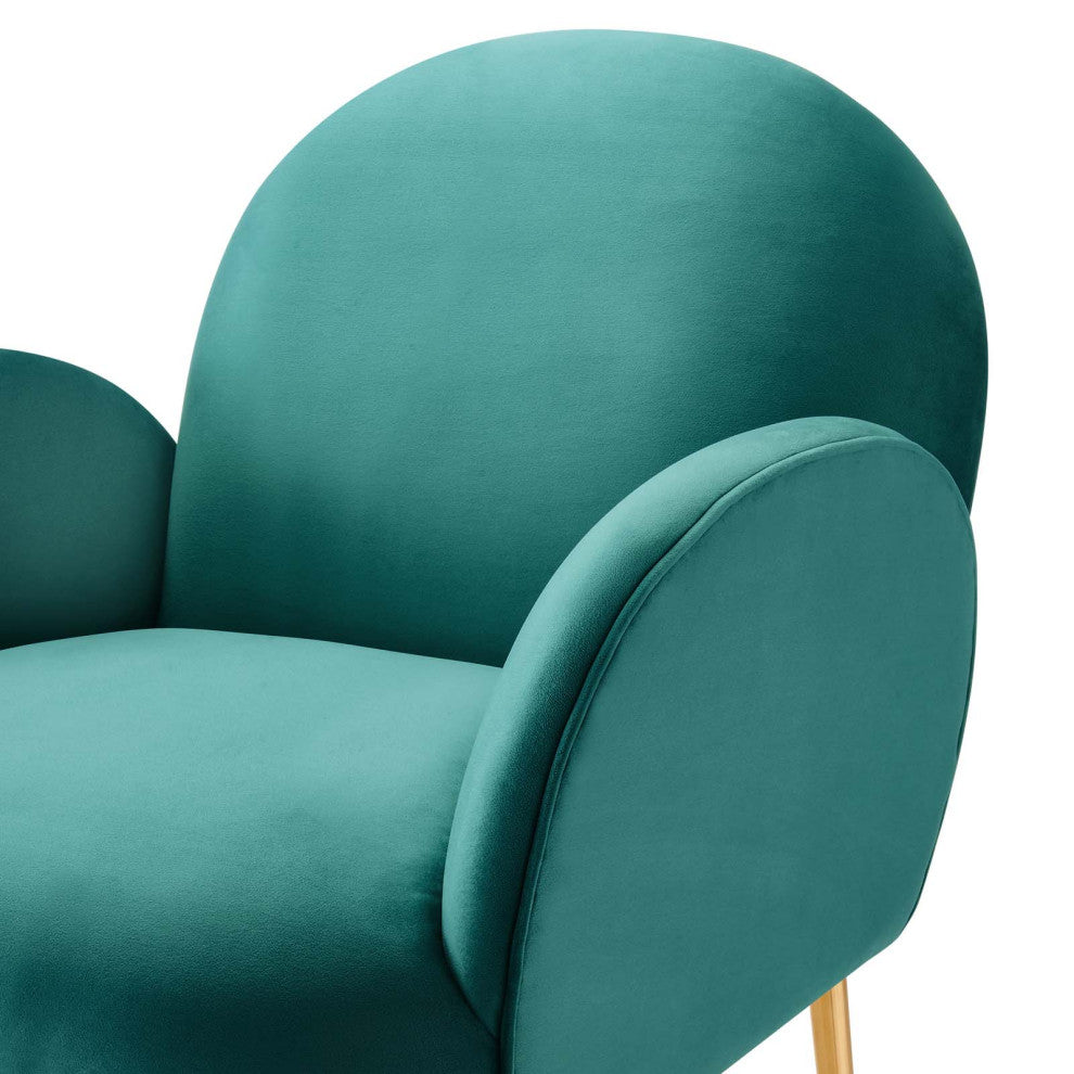 Armchair Accent Chair, Teal Blue, Velvet, Modern, Mid Century Hotel Lounge Cafe