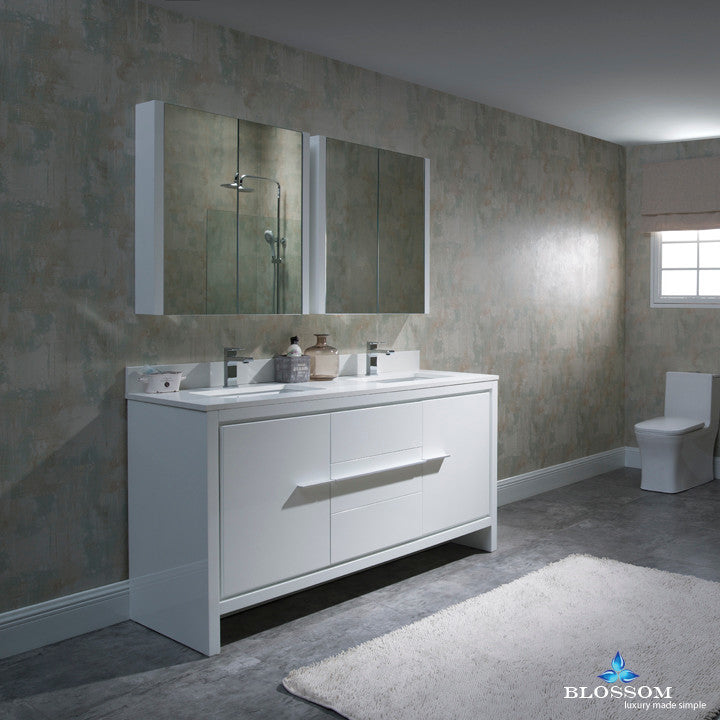 Milan 60" Double Vanity Set With Medicine Cabinets