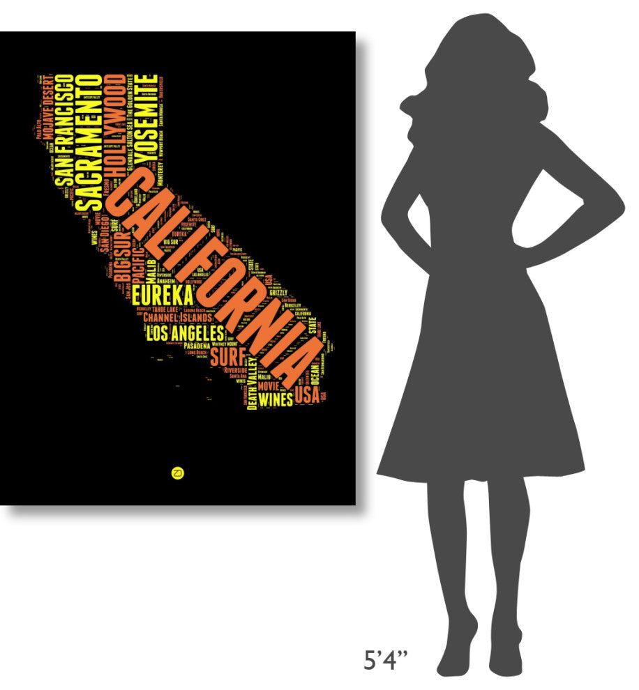 "California Word Cloud 1" Fine Art Print