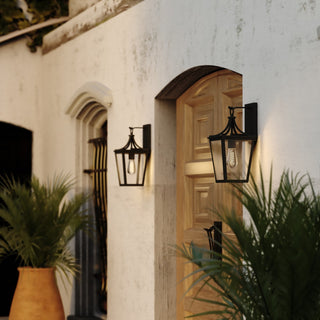 Cottage Grove 1-Light Matte Black Transitional Outdoor Wall Lantern Clear Glass, 7.5"wx16"hx8.25"d