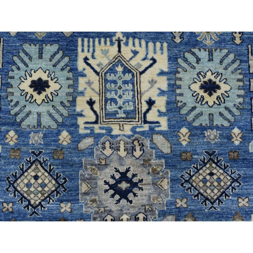 Light Blue, Organic Wool Hand Knotted, Afghan Ersari Oriental Rug, 8'1"x9'9"