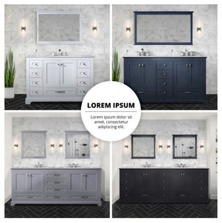 Dukes 48" Dark Grey Single Square Sink Vanity with Quartz Top, With Mirror