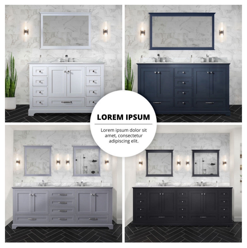 Dukes 48" Dark Grey Single Square Sink Vanity with Quartz Top, With Mirror