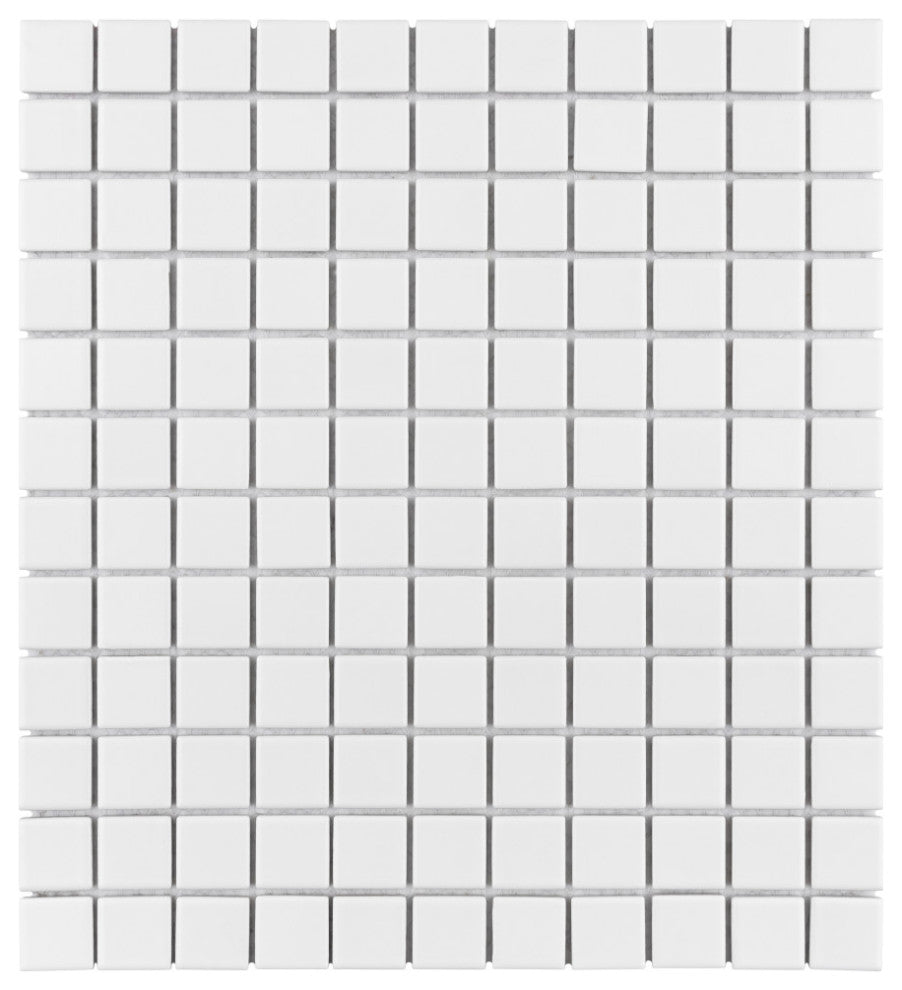 Metro 1" Square Matte White Porcelain Floor and Wall Tile