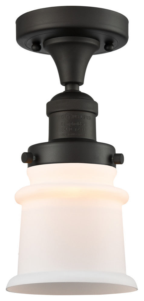 Small Canton 1-Light Semi-Flush Mount, Oil Rubbed Bronze, Matte White