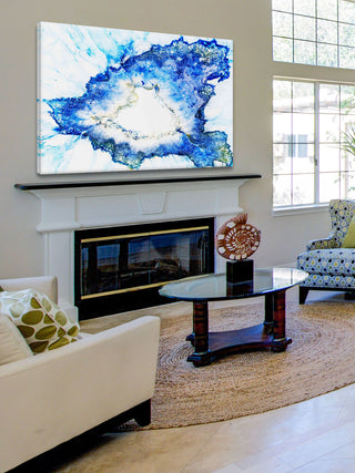 "Blue Splash" Painting Print, Wrapped Canvas, 30"x20"