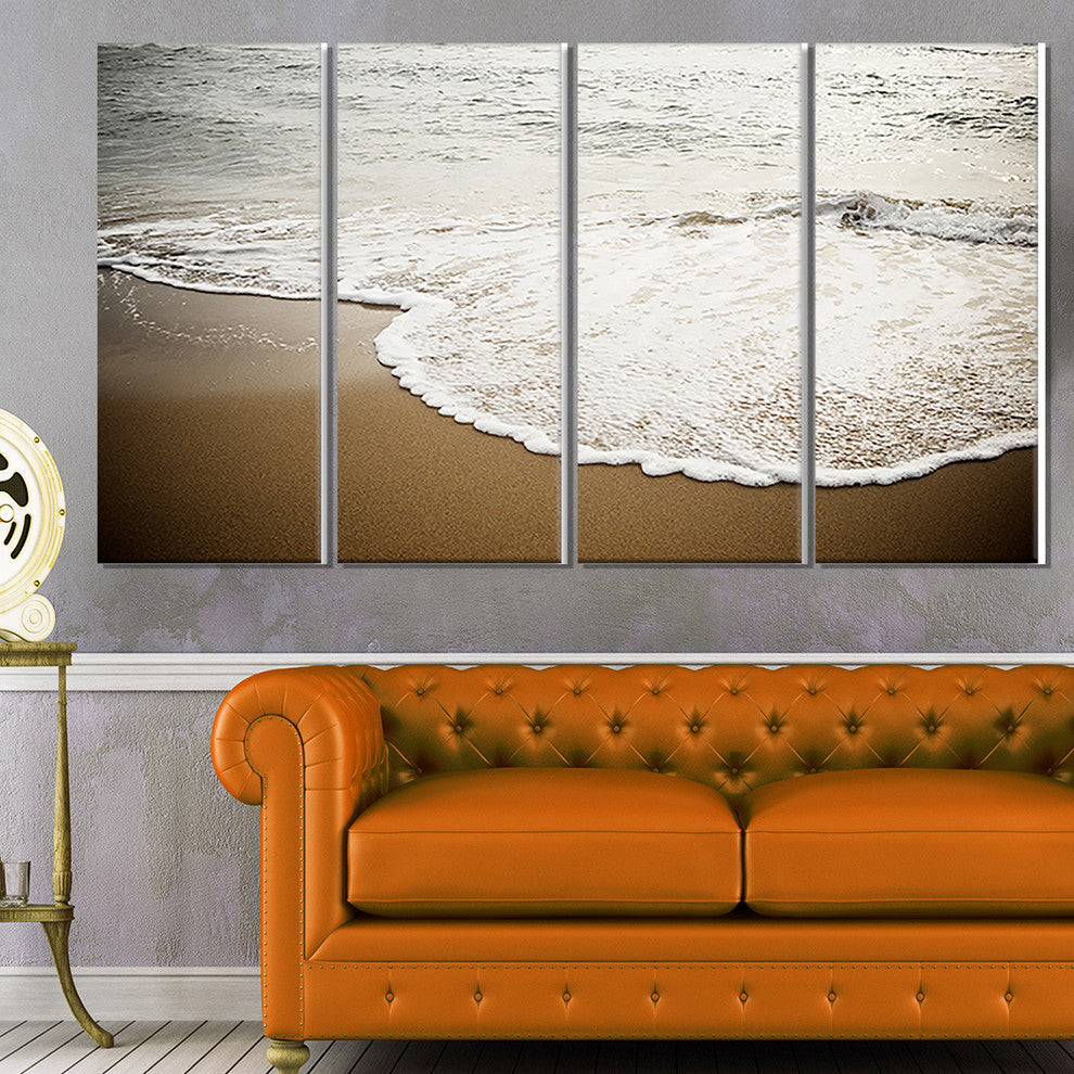 "Close-up Waves in Mediterranean Sea" Seascape Wall Art", 4 Panels, 48"x28"