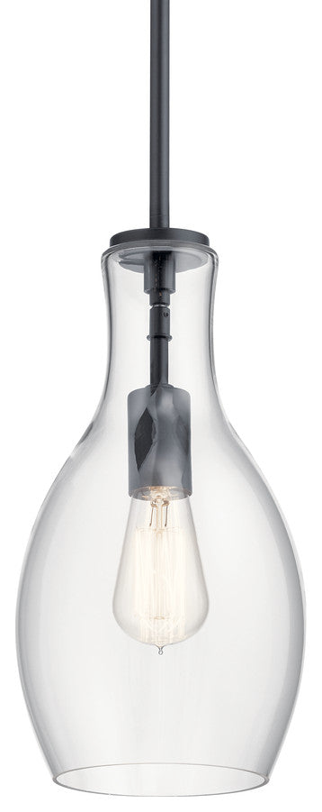 Everly 13.75" Black Hourglass Pendant 1-Light