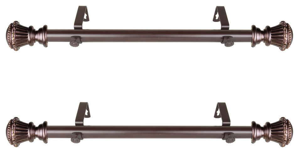 Regalia 1 inch dia. Side Curtain Rod 12-20 inches Long (Set of 2), Bronze