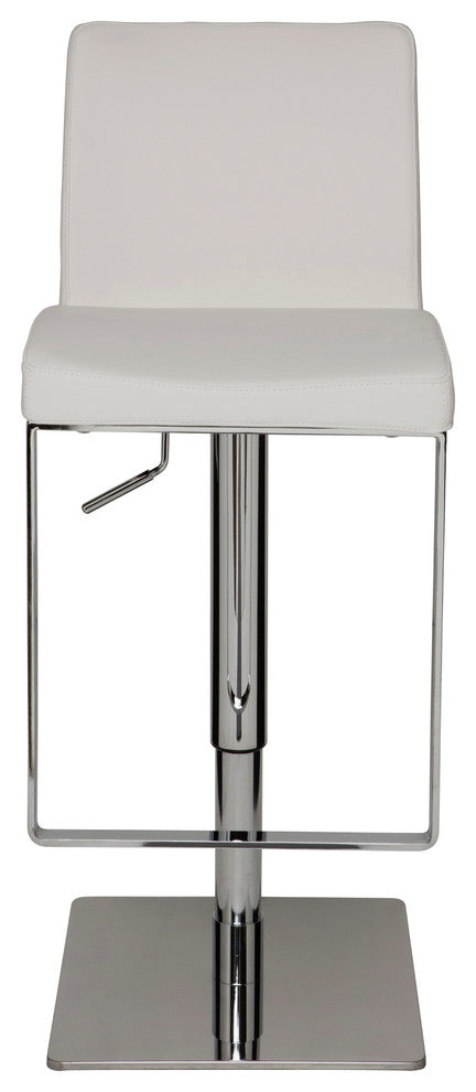 Matteo Adjustable Bar Stool, Modern Contemporary Barstool, White Leather